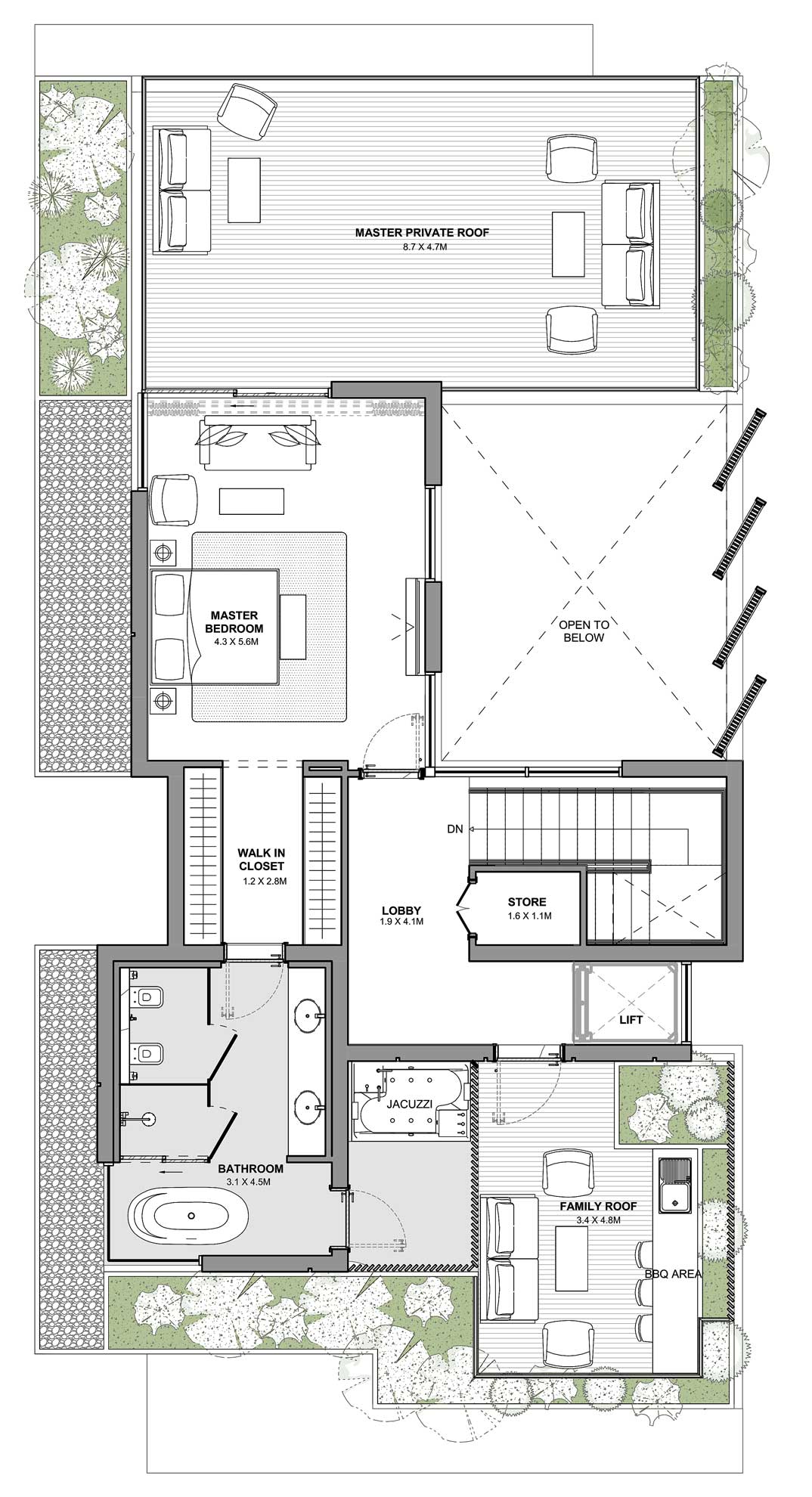comes with the largest master bedrom, a lounge and party deck at the roof level of 5bed villa in azizi florence