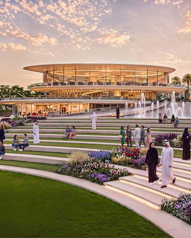 2-five-star restaurants in azizi florence and amphitheater setup at the front