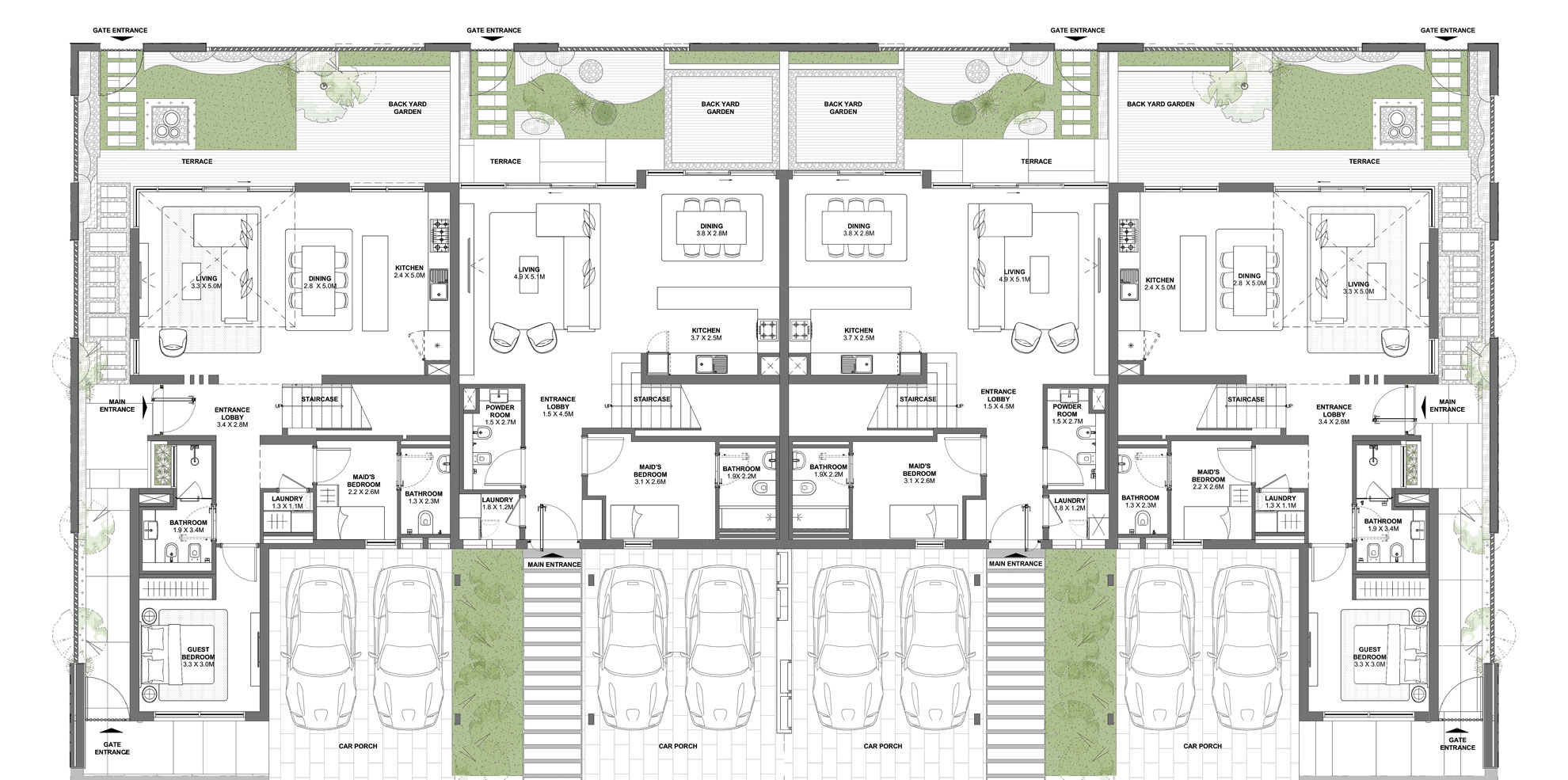 4plex 4bedroom Townhouse Ground Floor Floor Plate