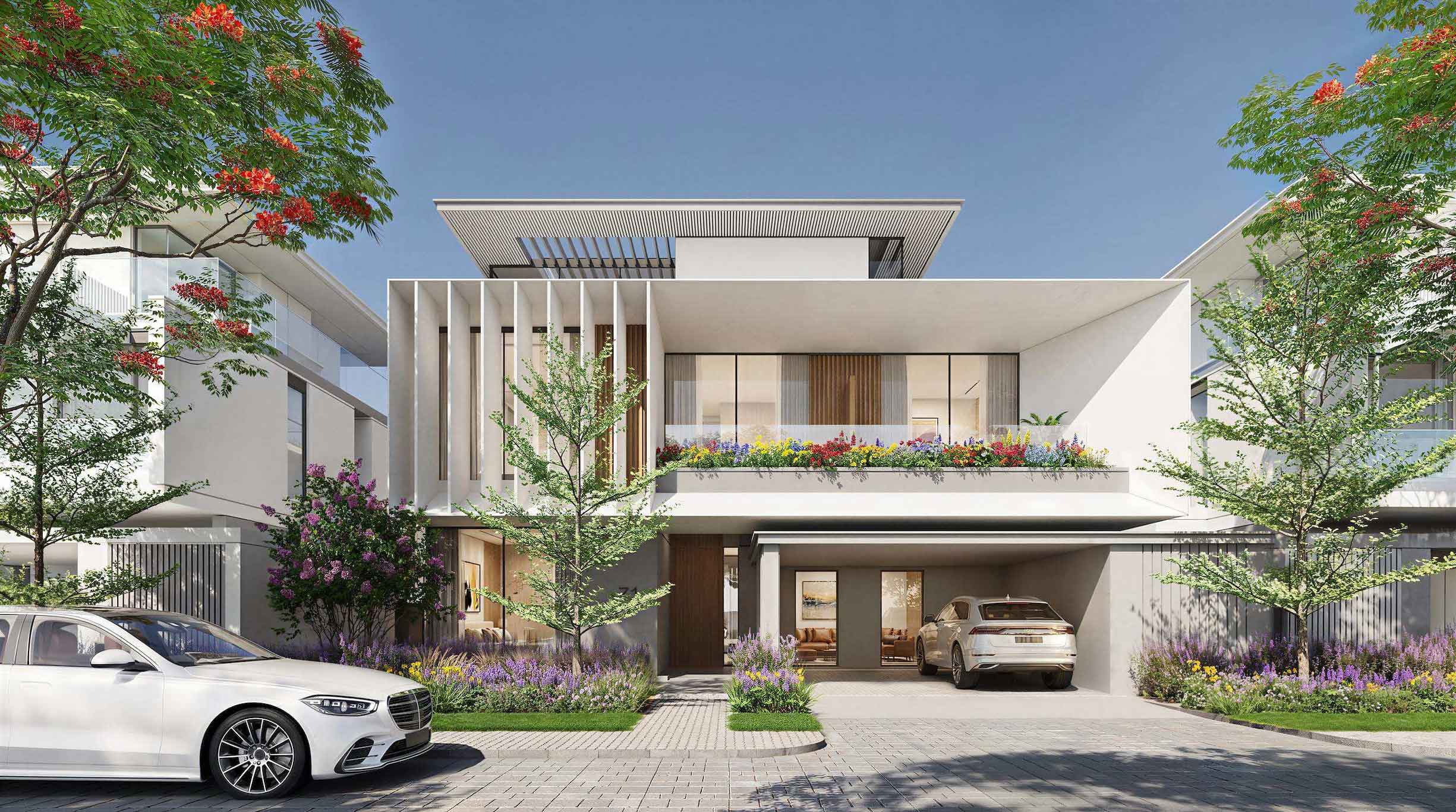 5bedroom villa front facade at Azizi Florence with starting price of just 4.2M Dirhams