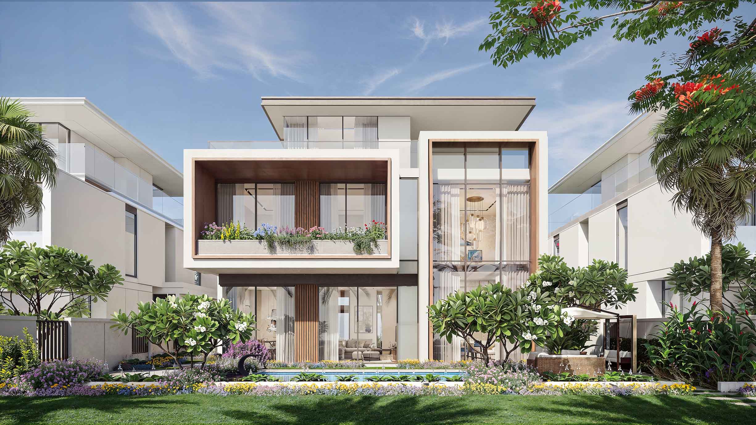Type-B is the mediterranean themed elevation in 6 bedroom villa azizi florence